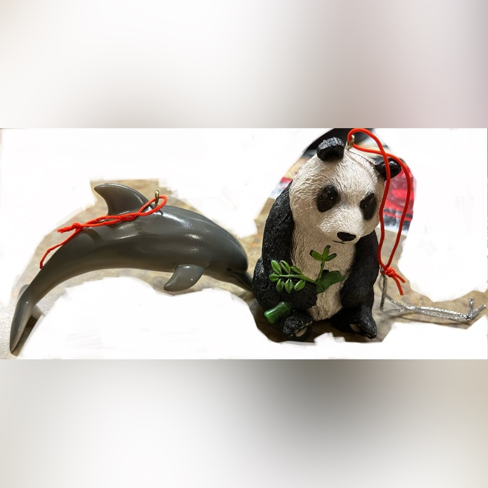 Dolphin & panda ornaments